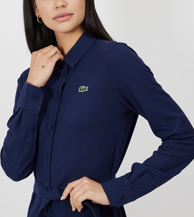 Logo Detail Belted Shirt Dress