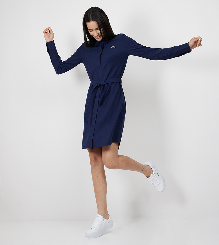 Logo Detail Belted Shirt Dress