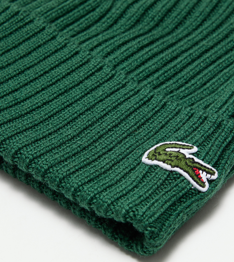 Buy Lacoste Logo Embroidered Knitted Beanie Cap In Green 6thStreet Bahrain