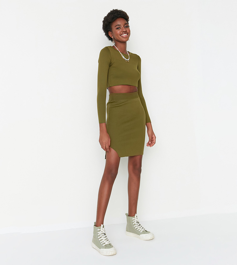 Khaki skirt clearance co ord