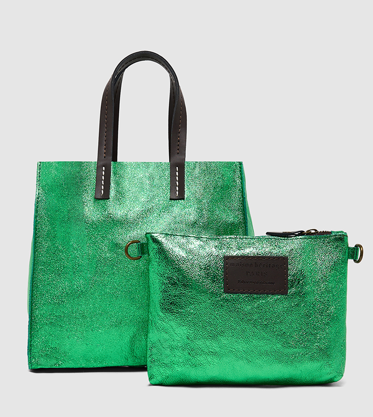 COTI Leather Mini Tote Bag with Pouch