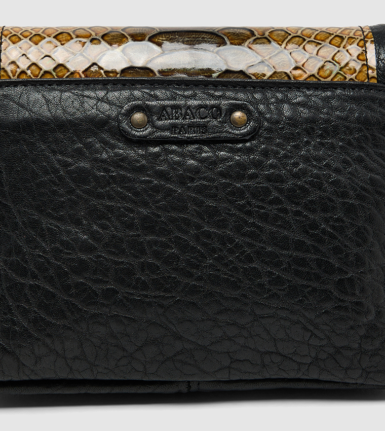 Snake Printed Twist Lock Crossbody Bag