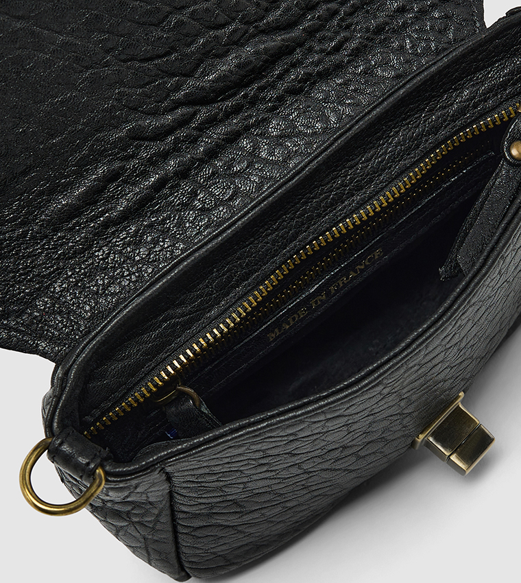 Snake Printed Twist Lock Crossbody Bag