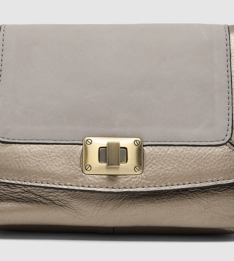 GABY Textured Twist Lock Crossbody Bag