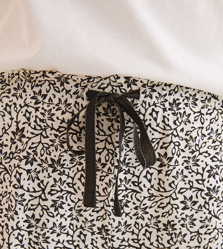 Floral Print Drawstring Waist Pants