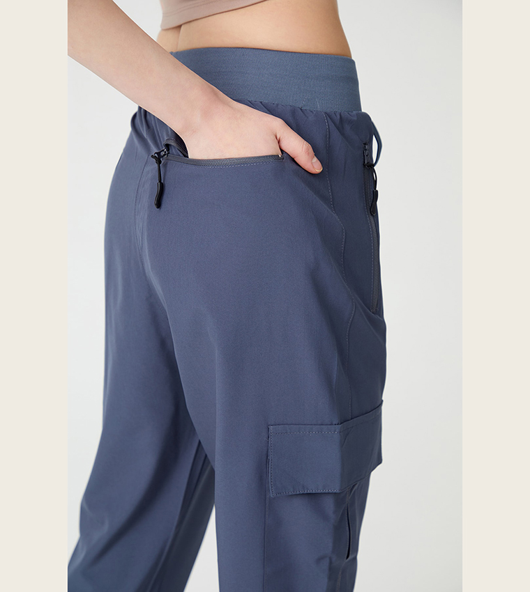Solid Drawstring Waist Cargo Joggers