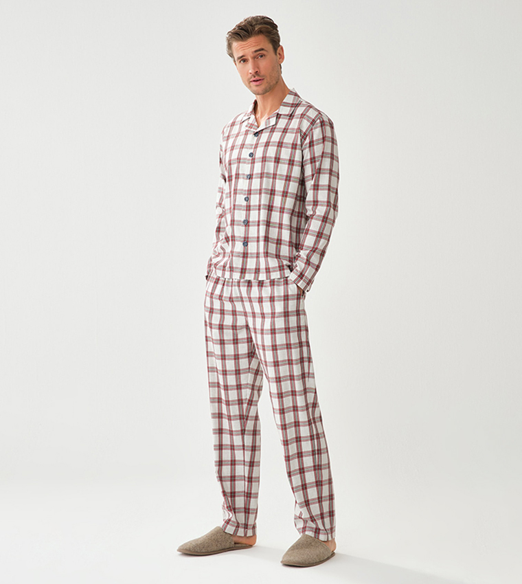 Pure Cotton Checked Pyjama Set, 56% OFF