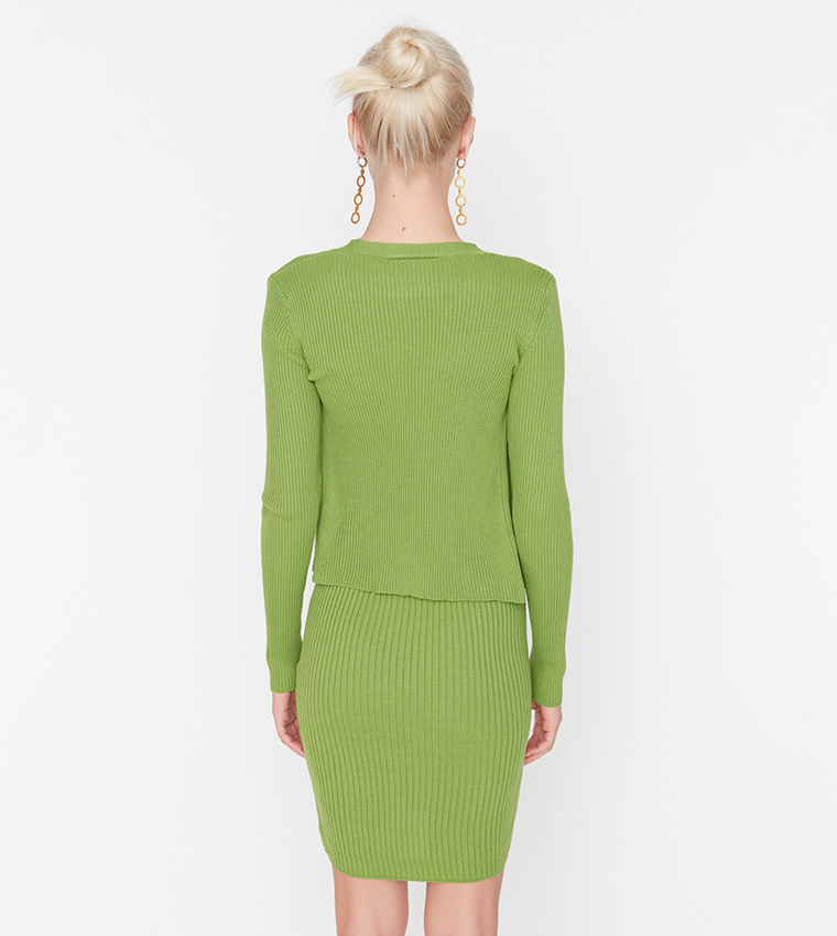 green elegant dress for wedding Women's Cable Knit Drop Shoulder Sweater Dress in Mist Green