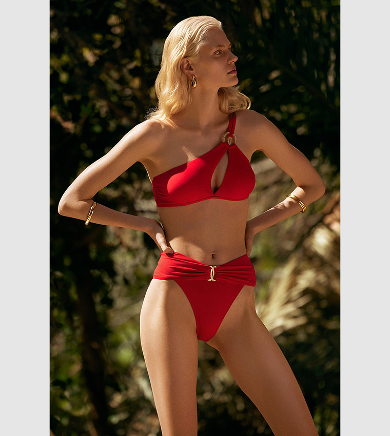 Red one best sale shoulder bikini