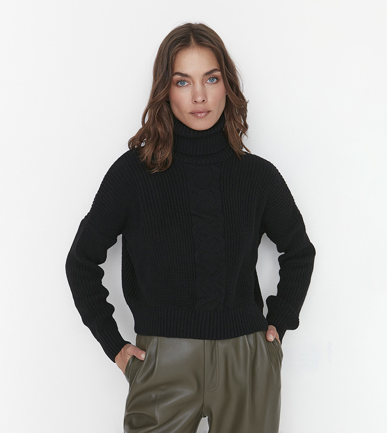 Jersey Oversize Trendyol Women Regular Fit Basic Turtleneck Knitwear Sweater Sudadera, Negro, S Para Mujer Jersey Oversize Mujer