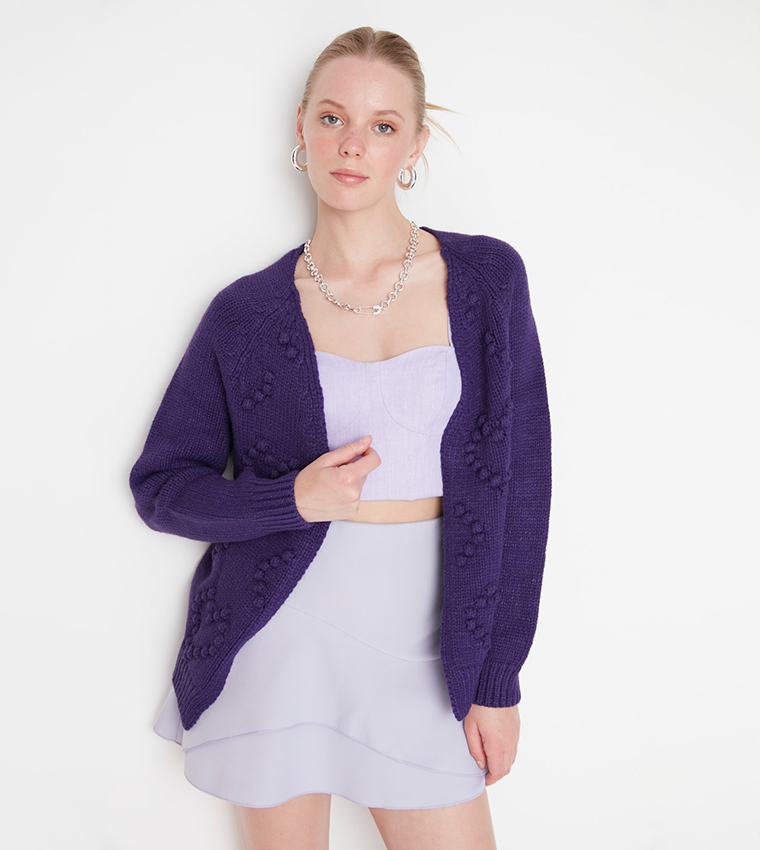 Buy Trendyol Red Knit Detailed Knitwear Cardigan In Purple 6thStreet Bahrain