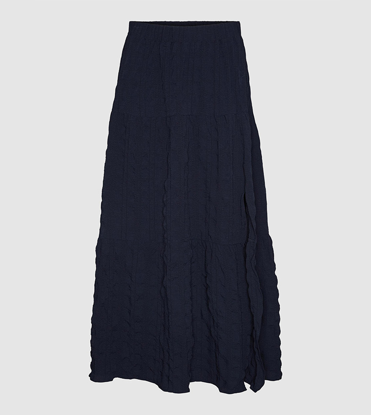 Textured  Tiered Maxi Skirt