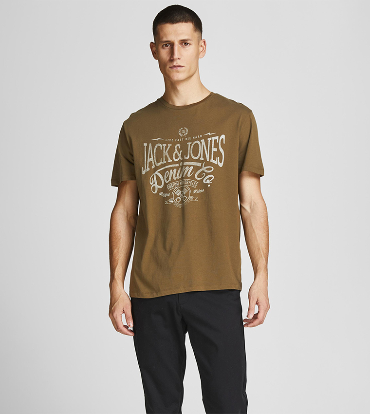 Buy Jack Jones Printed Casual Knit T Shirt In Olive 6thStreet Oman