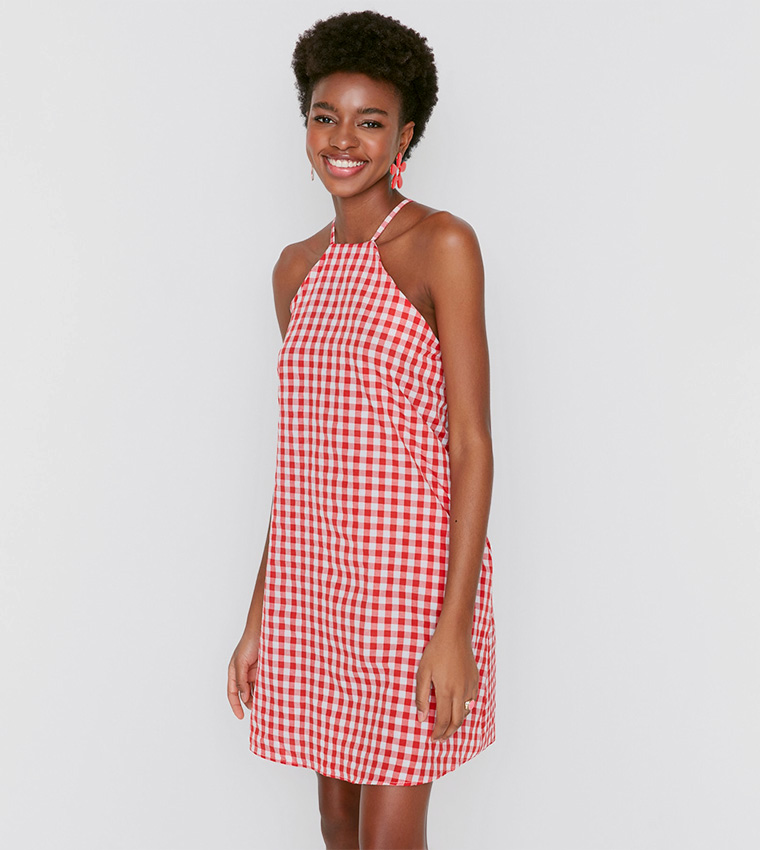 Cintara Knit Halter Neck Mini Dress - Red