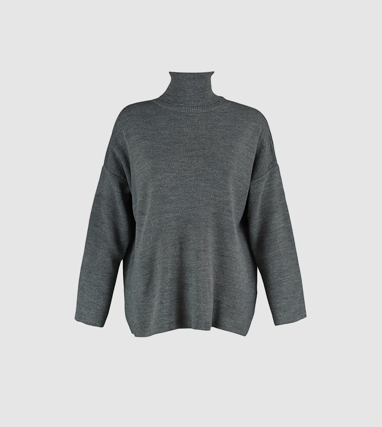 Oversized gray turtleneck clearance sweater