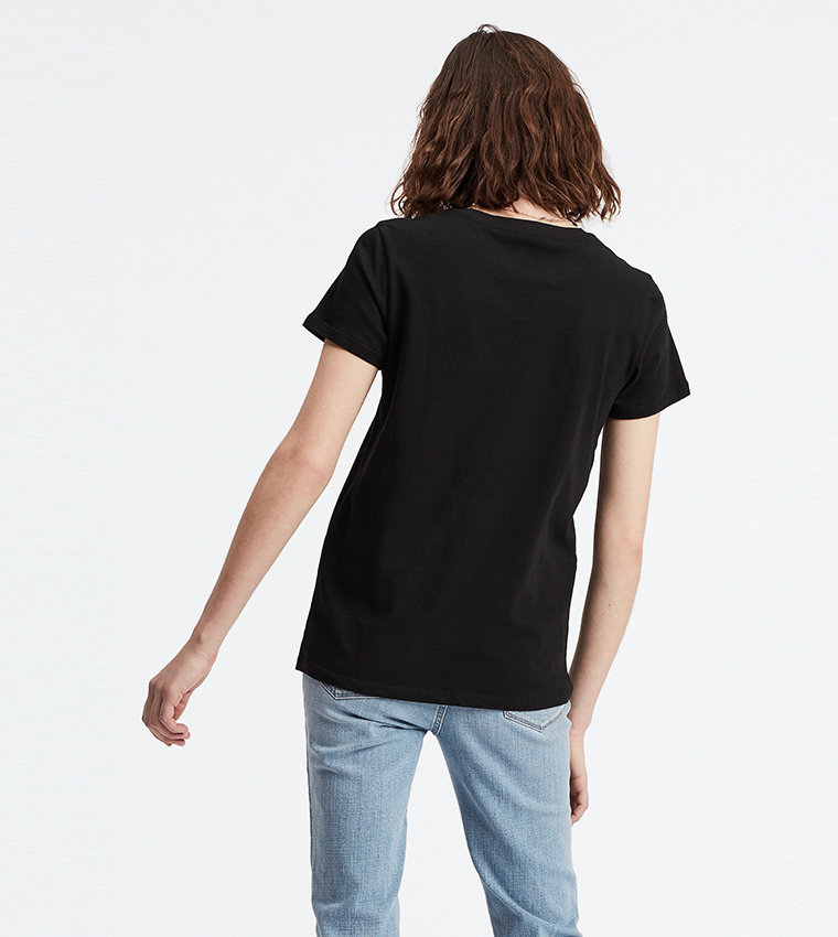 Buy Levi's Perfect Ribbed T Shirt With Logo Detail In Black | 6thStreet UAE