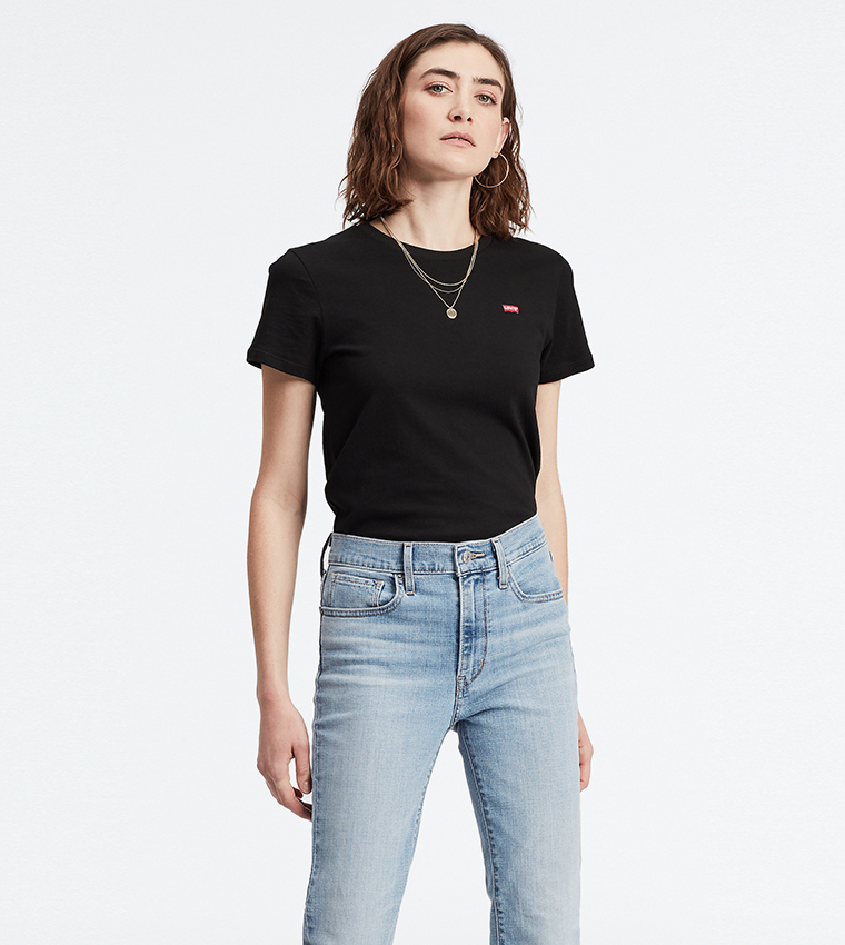 Buy Levi's Ribbed T Shirt With Logo Detail In Black | 6thStreet Kuwait