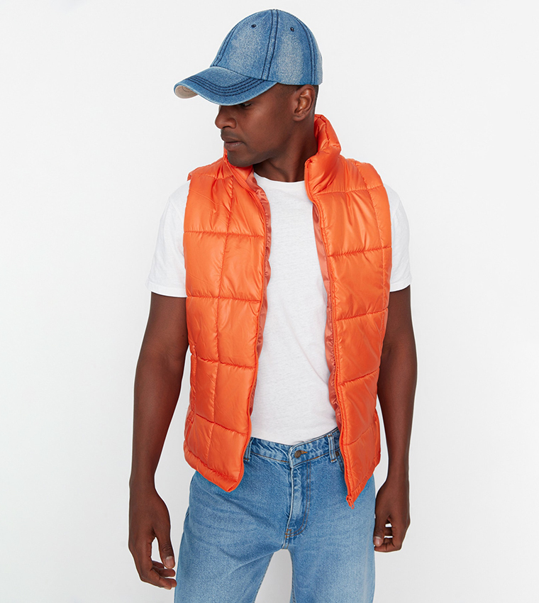 Red Orange Puffer Vest Online Orders 