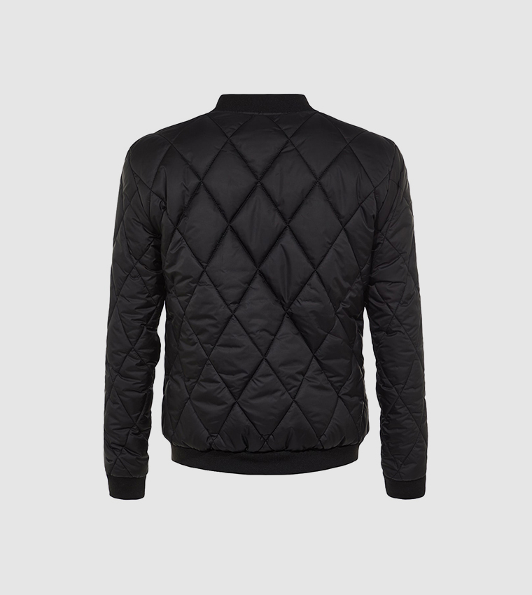 Half Quilted Bomber Jacket Nalden Padded Bomber Jacket Burgundy