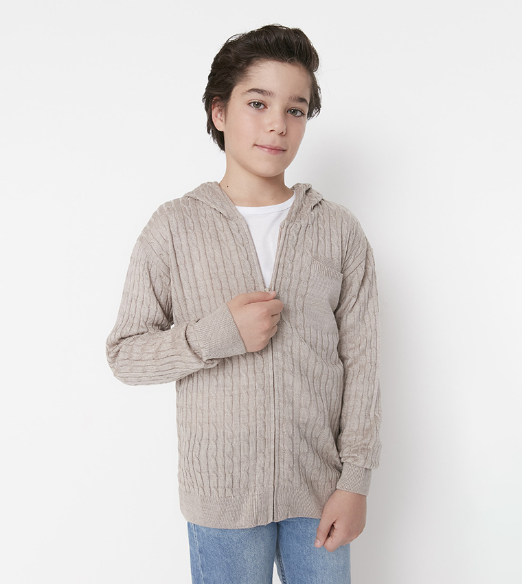 Buy Trendyol Hooded Knitted Cardigan In 