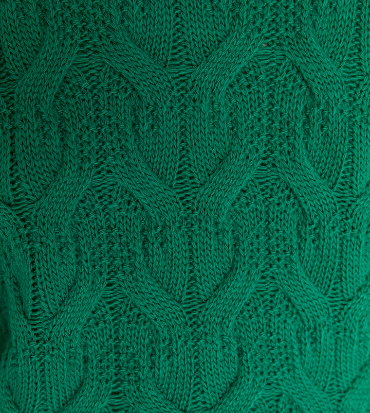 Buy Trendyol Cable Knit High Neck Sweater In Green 6thStreet Qatar