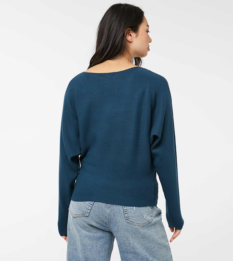 Horizontal Ribbed Dolman Sweater