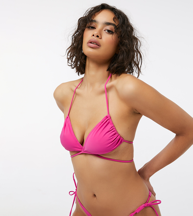 Buy Ardene Halter Neck Triangle Bikini Top In Pink 6thStreet UAE