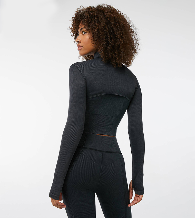 Plus Seamless Zip Up Hooded Sports Top