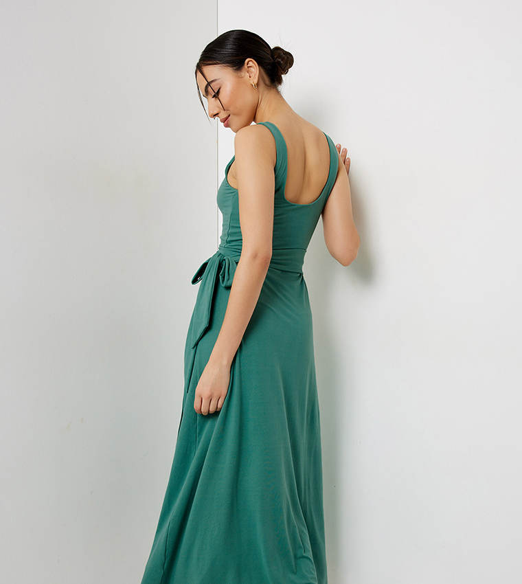 ardene green dress Buy Ardene Sleeveless Knot Midi Dress In Green