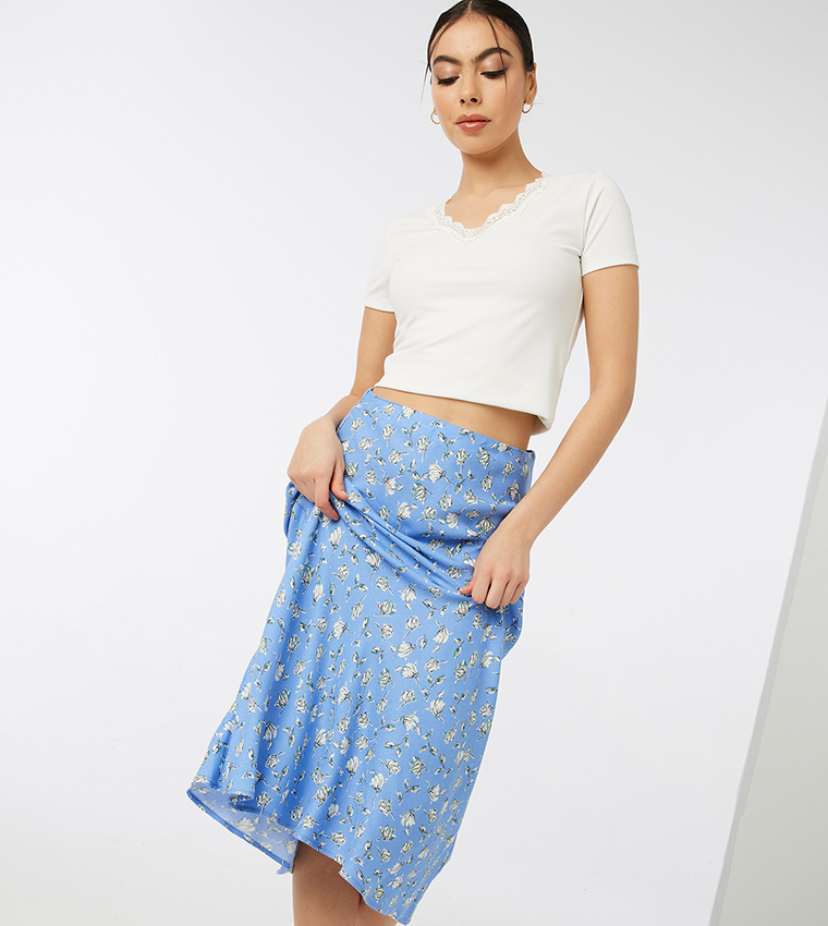 Floral Print Midi Skirt