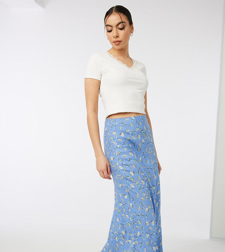 Floral Print Midi Skirt