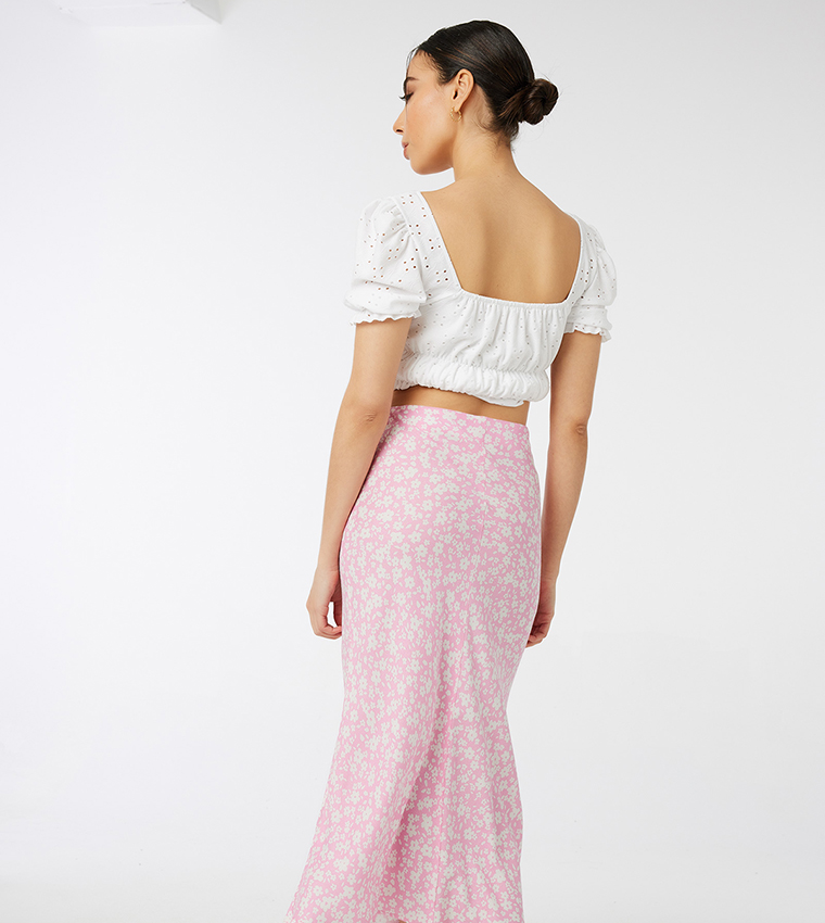 Floral Print Midi Skirt