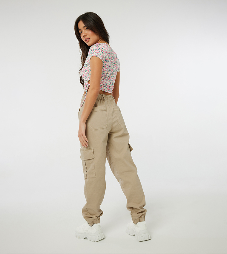 Peached Twill Cargo Joggers