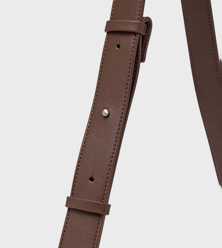 Monogram Applique Suede Bucket Bag