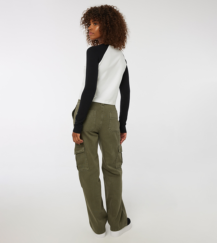 High Rise Cargo Wide Leg Jeans