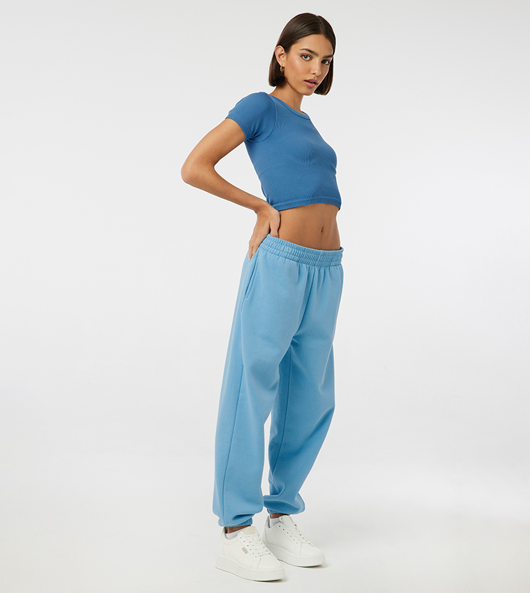 Buy Ardene Elastic Waist Oversized Joggers In Blue