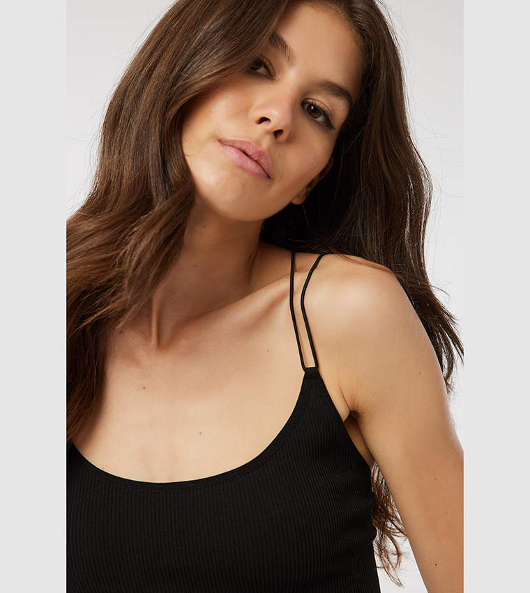 Ribbed Strappy Crop Top