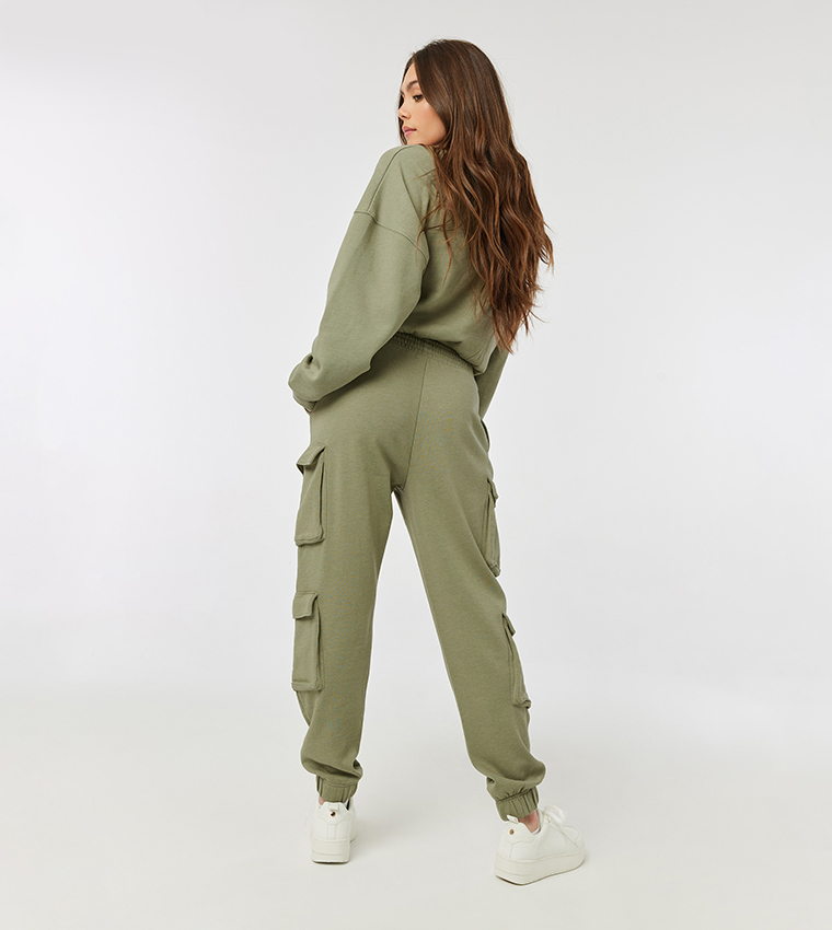 YOURS Plus Size Khaki Green Ribbed Cargo Joggers Yours, 40% OFF