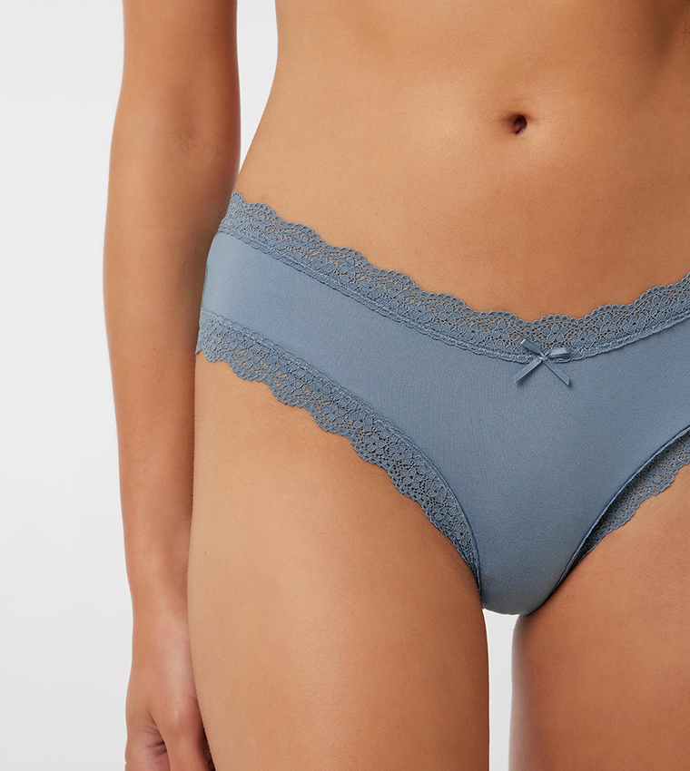 Buy Ardene Lace Back Brazilian Briefs In Blue