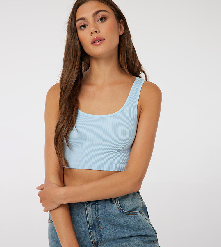 Ribbed Crop Seamless Tank Top