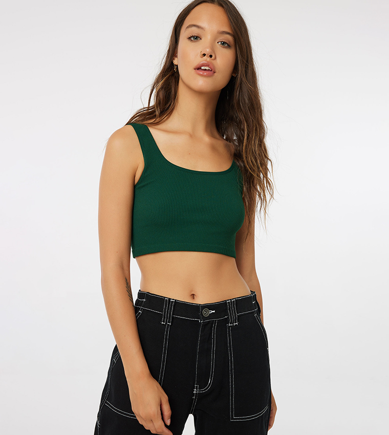 Ribbed Square Neck Seamless Top