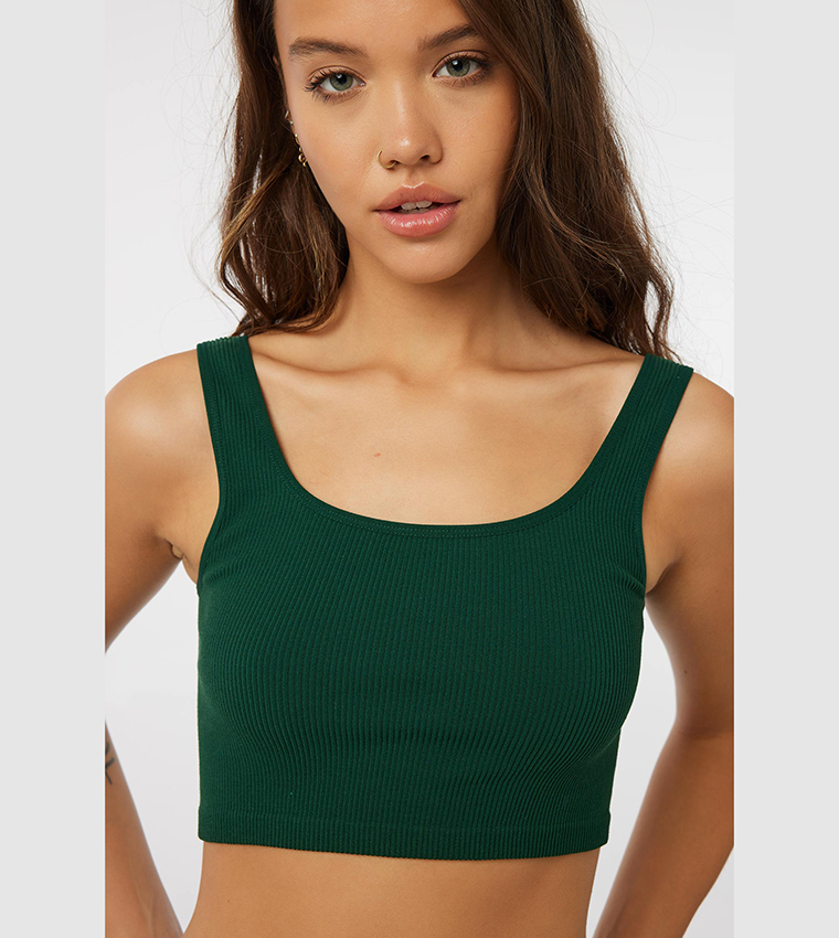 Ribbed Square Neck Seamless Top