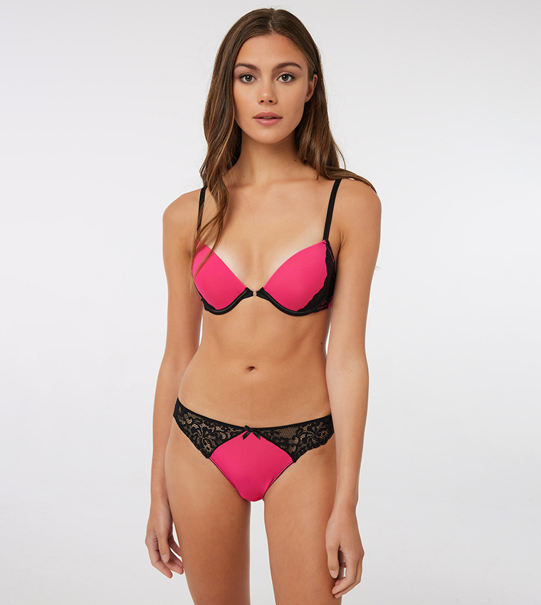 Lace & Microfiber Push Up Bra