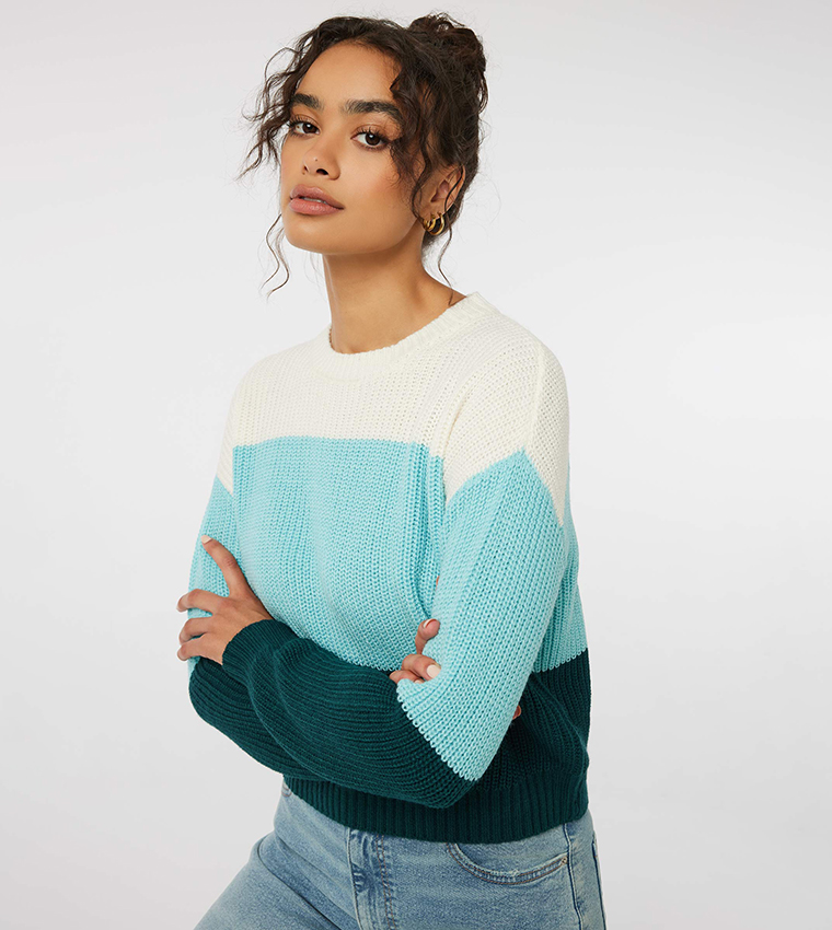 Color block crop on sale sweater