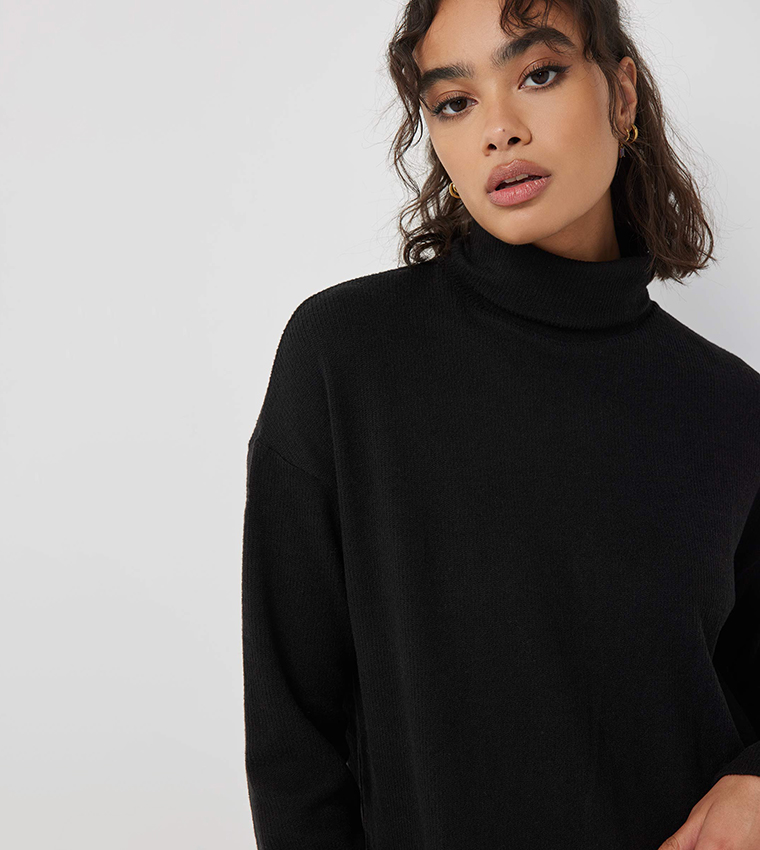 Oversized Turtleneck Womens Black Turtleneck Tunic Sweater