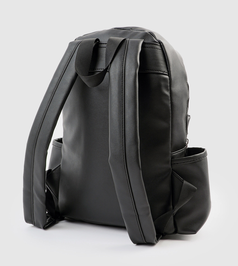 Multi Pocket Faux Leather Backpack