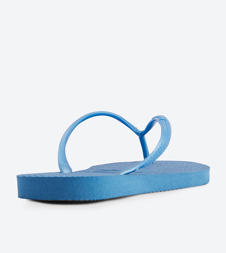 Textured Rice Pattern Round Toe Flip Flops - Blue