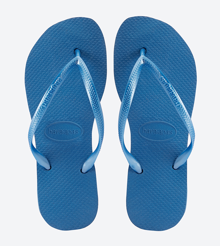 Textured Rice Pattern Round Toe Flip Flops - Blue