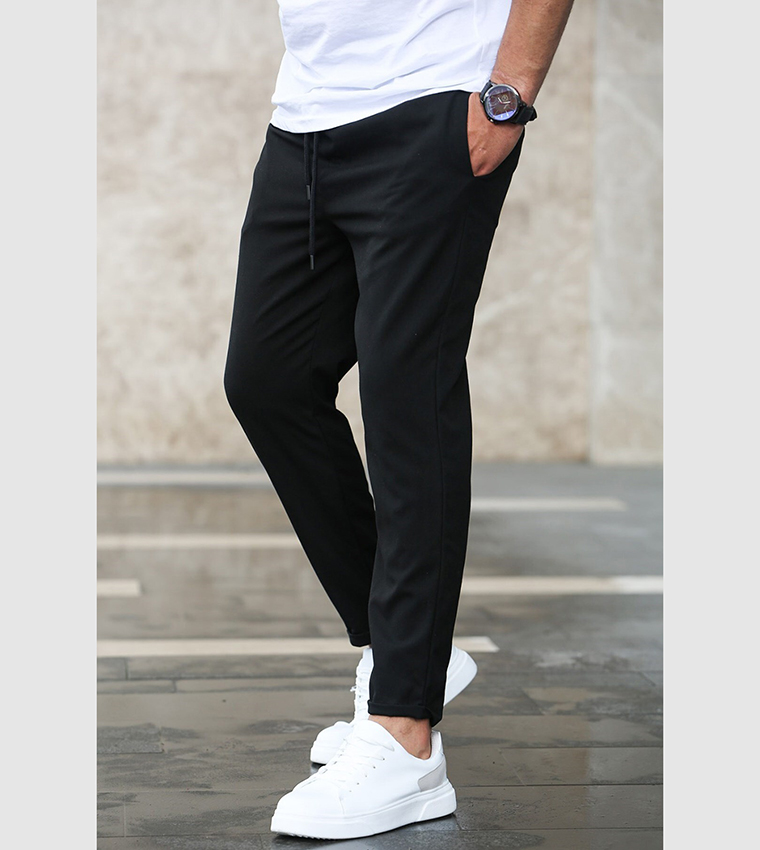 Solid Drawstring Waist Joggers