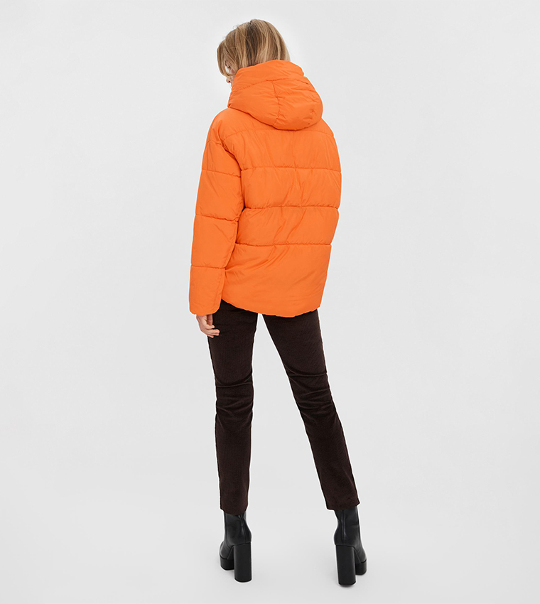 Buy Vero Moda GEMMAHOLLY Hooded Puffer Jacket In Orange